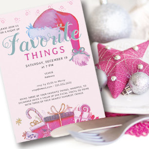 Lieblings-Ding-Party-Weihnachtsfeier-Rosa-Geschenk Einladung