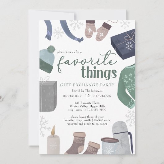 Lieblings-Dinge Gemütliches Winter-Geschenk-Exchan Einladung (Vorderseite)