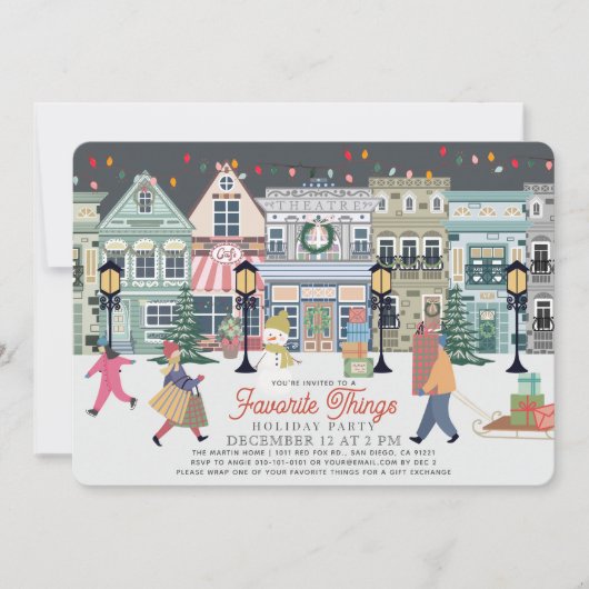 Lieblings-Dinge Weihnachtsfeier Einladung (Vorderseite)