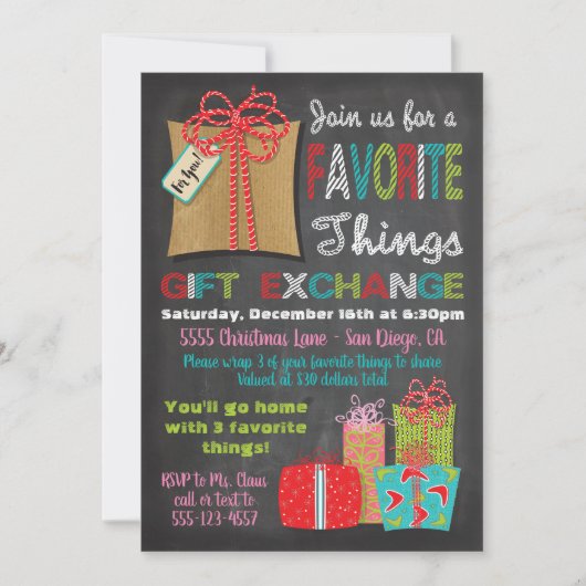 Lieblings-Dinge Weihnachtsgeschenke Exchange Einladung (Vorderseite)