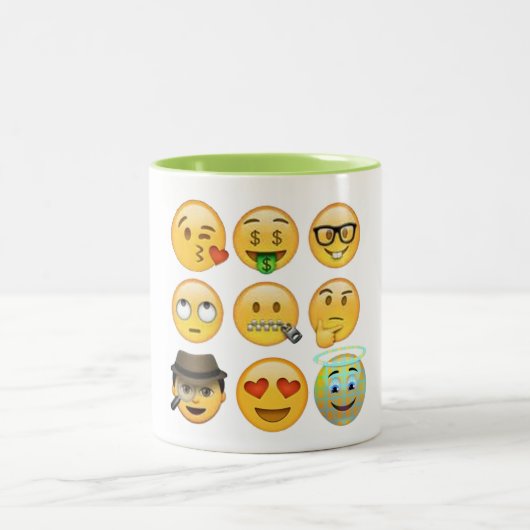 Lieblings-Emoji-Kollektion lustiges Mug-Design Zweifarbige Tasse (Mittel)
