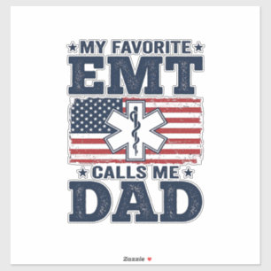 Lieblings-EMT nennt mich Dad Vintage-Patriotisches Aufkleber