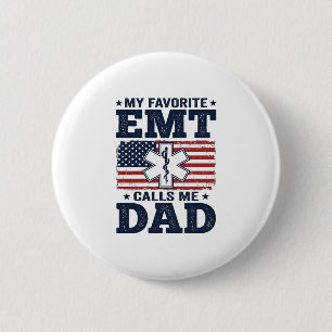 Lieblings-EMT nennt mich Dad Vintage-Patriotisches Button