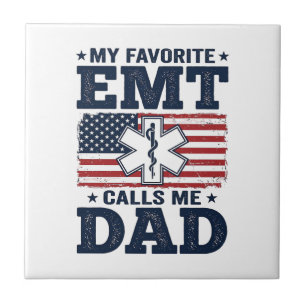 Lieblings-EMT nennt mich Dad Vintage-Patriotisches Fliese