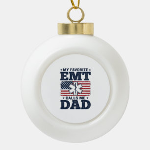 Lieblings-EMT nennt mich Dad Vintage patriotisches Keramik Kugel-Ornament