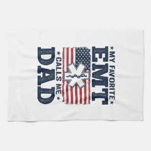 Lieblings-EMT nennt mich Dad Vintage-Patriotismus- Geschirrtuch