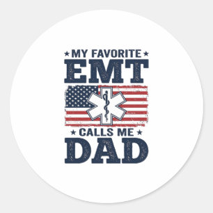 Lieblings-EMT nennt mich Dad Vintage-Patriotismus- Runder Aufkleber