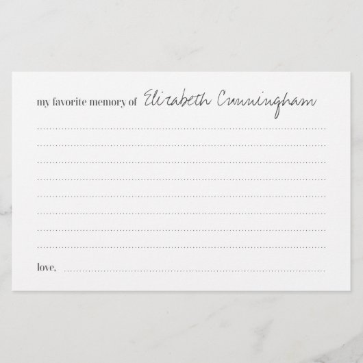 Lieblings-Gedächtnisbeerdigung Moderne Gedächtnisk Briefpapier (Vorderseite)