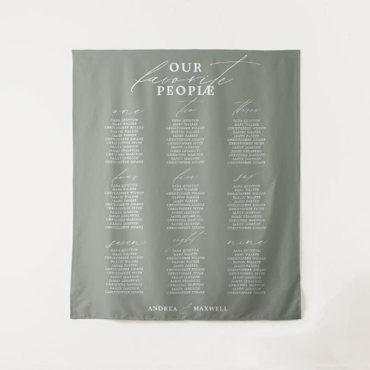 Lieblings-Green Sage-Hochzeitstabelle Wandteppich (Vorderseite)