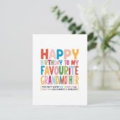 "Lieblings-Großmutter-Geburtstagskarte" Feiertagskarte (Stehend Vorderseite)