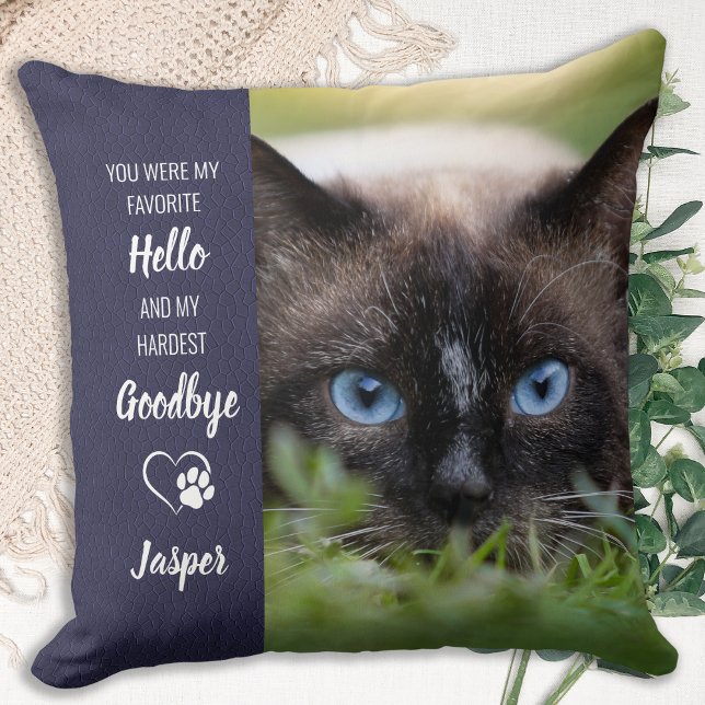 Lieblings-Hallo Hardest Goodbye Cat Foto Memorial Kissen (Von Creator hochgeladen)
