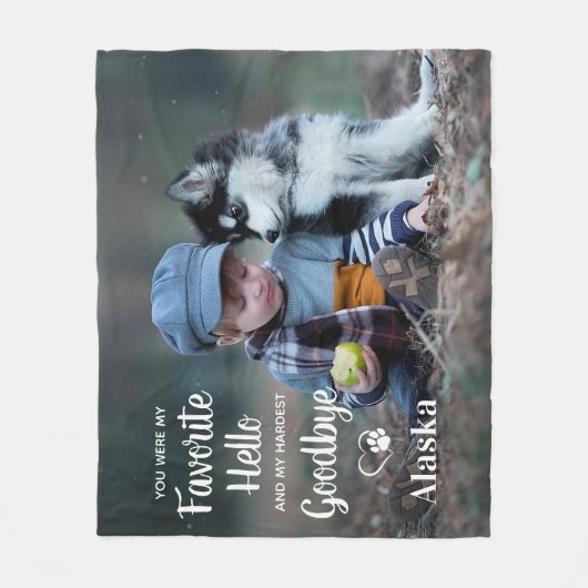 Lieblings-Hallo Hardest Goodbye Dog Pet Memorial Fleecedecke (Vorderseite)