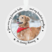 Lieblings-Hallo Hardest Goodbye Foto Memorial Ornament (Rückseite)