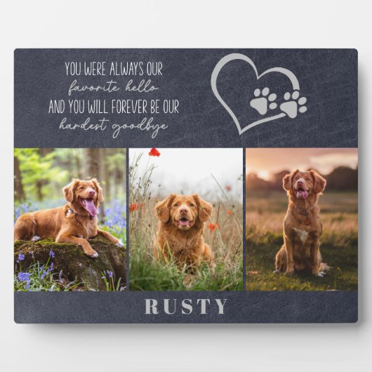 Lieblings-Hallo Hardest Goodbye Pet Memorial Fotoplatte (Vorderseite)