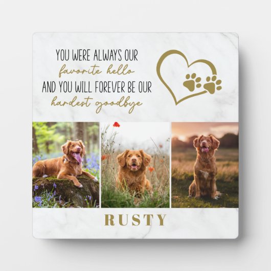 Lieblings-Hallo Hardest Goodbye Pet Memorial Fotoplatte (Vorderseite)