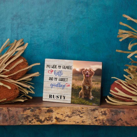 Lieblings-Hallo Hardest Goodbye Pet Memorial Plaqu Fotoplatte (Seite)