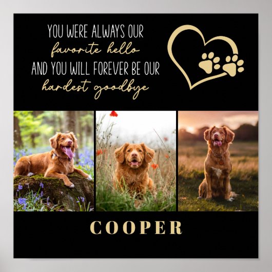 Lieblings-Hallo Hardest Goodbye Pet Memorial Poster (Vorne)