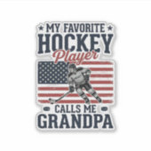Lieblings-Hockeyspieler nennt mich Opa Vintage-Shi Aufkleber (Vorderseite)
