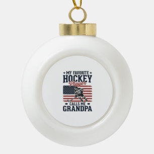 Lieblings-Hockeyspieler nennt mich Opa Vintage-Shi Keramik Kugel-Ornament