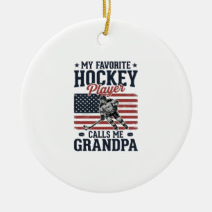 Lieblings-Hockeyspieler nennt mich Opa Vintage-Shi Keramik Ornament
