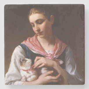 Lieblings Kätzchen (von Émile Munier) Steinuntersetzer