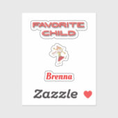 Lieblings-Kind mit Individuelle Name Cutout Aufkleber (Blatt)