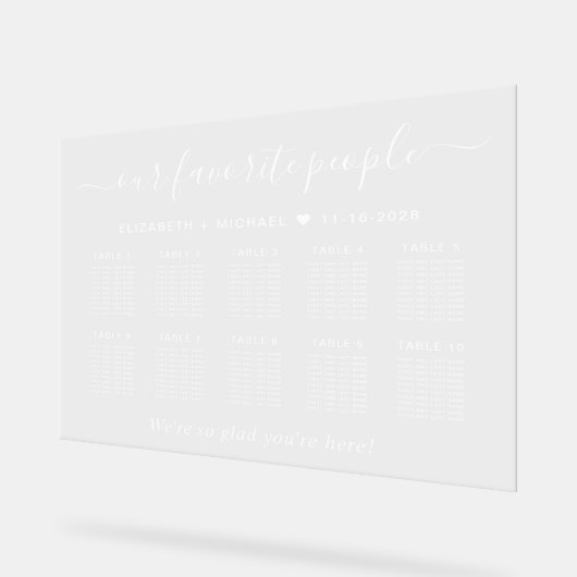 Lieblings-Leute 10 Tisch Hochzeit frei Acrylschild (Winkel)