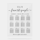 Lieblings-Leute 12 Tisch Hochzeitssitze Acrylschild (Vorderseite)