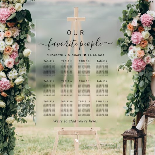 Lieblings-Leute 12 Tisch Hochzeitssitze Acrylschild