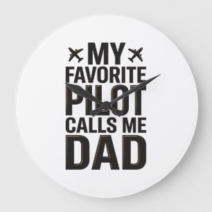 Lieblings-Pilot nennt mich Dad Vintage-Flugzeug-Sh Große Wanduhr