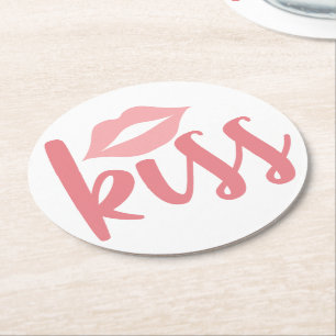 Lieblings-Rot-Lippenstift-Kuss-Hochzeitsdusche, Ho Runder Pappuntersetzer