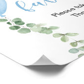 Lieblings-Schild blaue Ballons Grüne Babydusche Poster (Ecke)
