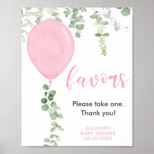 Lieblings-Schild Rosa Ballons Grüne Babydusche Poster