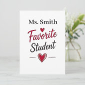 Lieblings-Schüler-Personalisiertes-Lehrer-Geschenk Karte (Stehend Vorderseite)