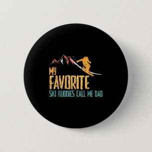Lieblings-Skibuddies nennen Papa Retro-Vintage-Ski Button
