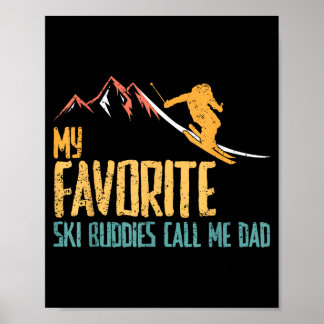 Lieblings-Skibuddies nennen Papa Retro-Vintage-Ski Poster