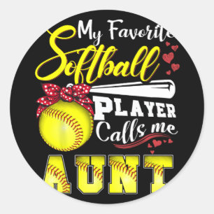 Lieblings-Softball-Spieler nennt mich Tante T-Shir Runder Aufkleber