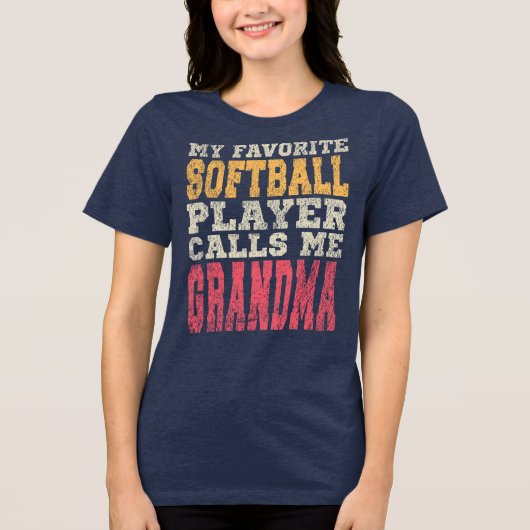 Lieblings-Softballspieler Oma Typography Tri-Blend Shirt (Vorderseite)