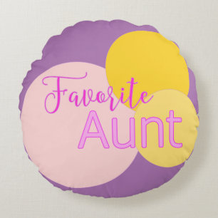 Lieblings-Tante mit bunten Blasen Rundes Kissen