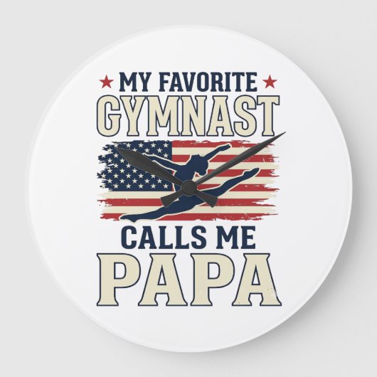 Lieblings-Turner nennt mich Papa Patriotisches Vin Große Wanduhr (Vorderseite)