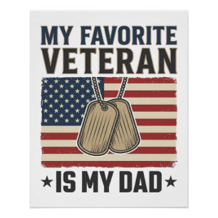 Lieblings-Veteran-Vater-Patriotische-Hundeanhänger Poster