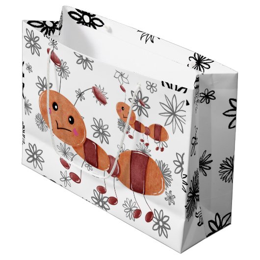 Lieblingsblume und Ameise. Große Geschenktüte (Vorderseite Schrägansicht)