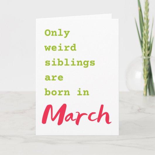 Lieblingsbruderschwester März Geburtstagskarte Karte (Vorderseite)