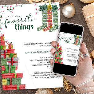 Lieblingsdinge Strümpfe und Geschenke Feiertag Einladung