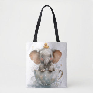 Lieblingselefantenbaby in Teetasse mit Gummiente Tasche