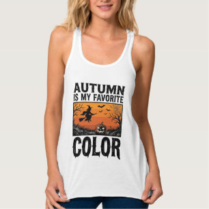 Lieblingsfarbe Herbst Halloween-Kürbis Vektor Des Tank Top