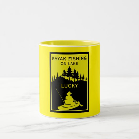 Lieblingsfischerei auf dem Kayak-See und dem Fluss Zweifarbige Tasse (Mittel)