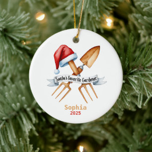 Lieblingsgärtner von Santa, Geschenk für Pflanzenm Keramik Ornament