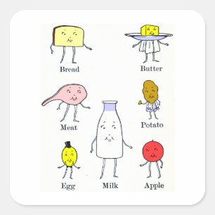 Lieblingsgerichte Vintage Küchenkunst Quadratischer Aufkleber
