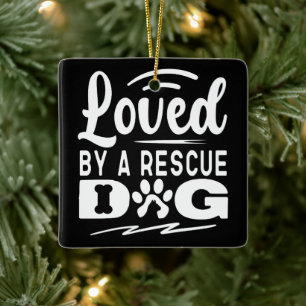Lieblingsgeschenke eines Hundes mit Adoption Keramikornament